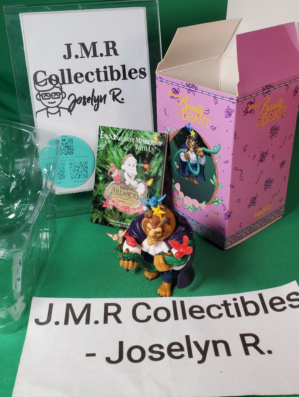 1995 enesco disney beauty and the beast "a bough for belle" christmas ornament